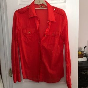 Tory Burch red/orange size 10 button down shirt